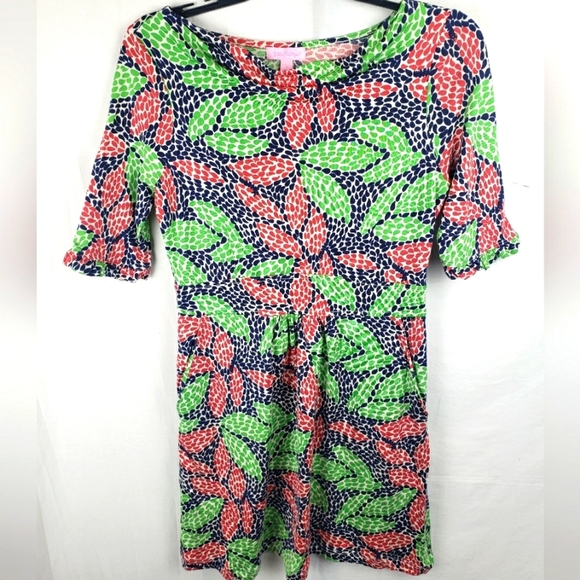 Lilly Pulitzer Blanca Red Multicolored Casting Call Silk Jersey Dress Sz S - Picture 2 of 12